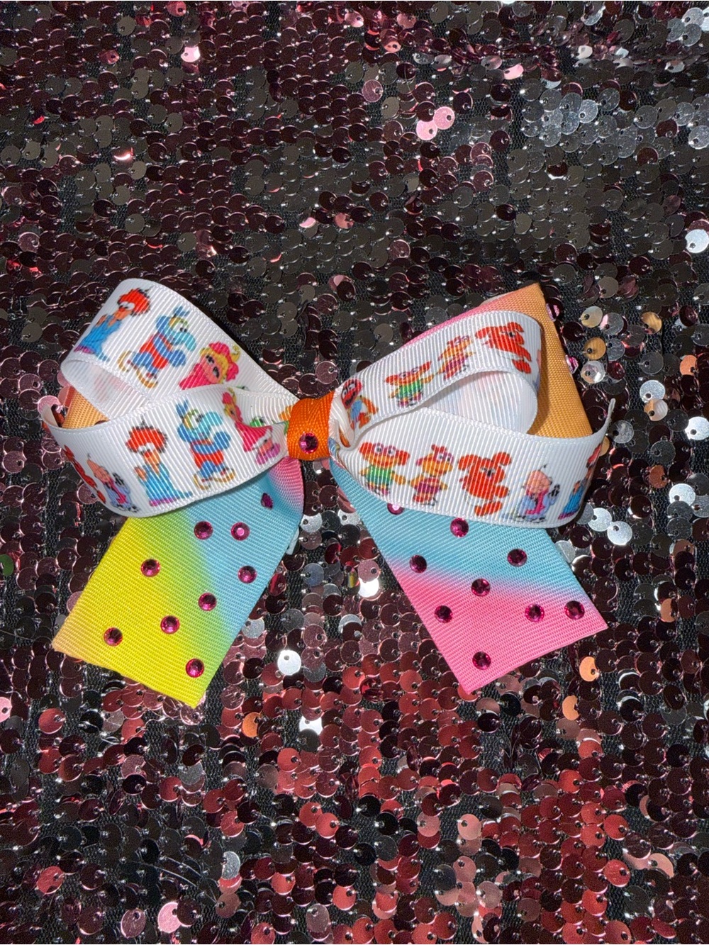 NEW handmade Jim Henson Muppet Babies Hair Bow with Rhinestones